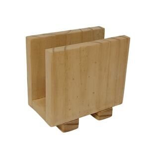 New Farmhouse Rustic Primitive Wood Napkin Holder Upright 5" X 5"